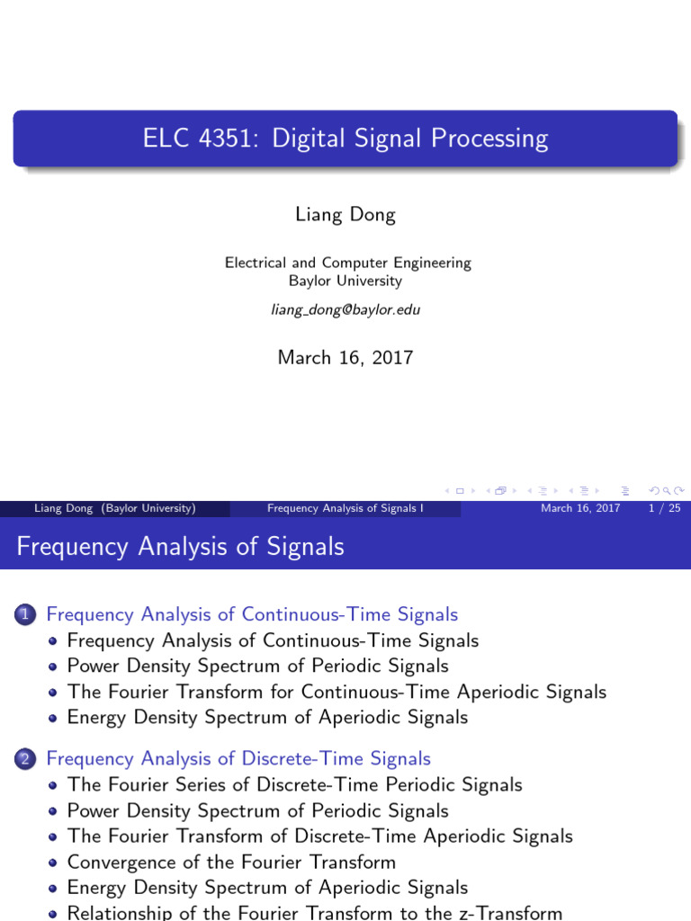 Frequency Analysis in Signal Processing | PDF | Fourier Transform ...