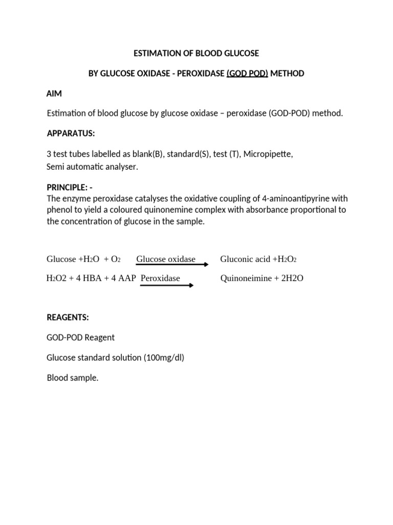 Estimation of Blood Glucose | PDF | Glucose | Medical Specialties