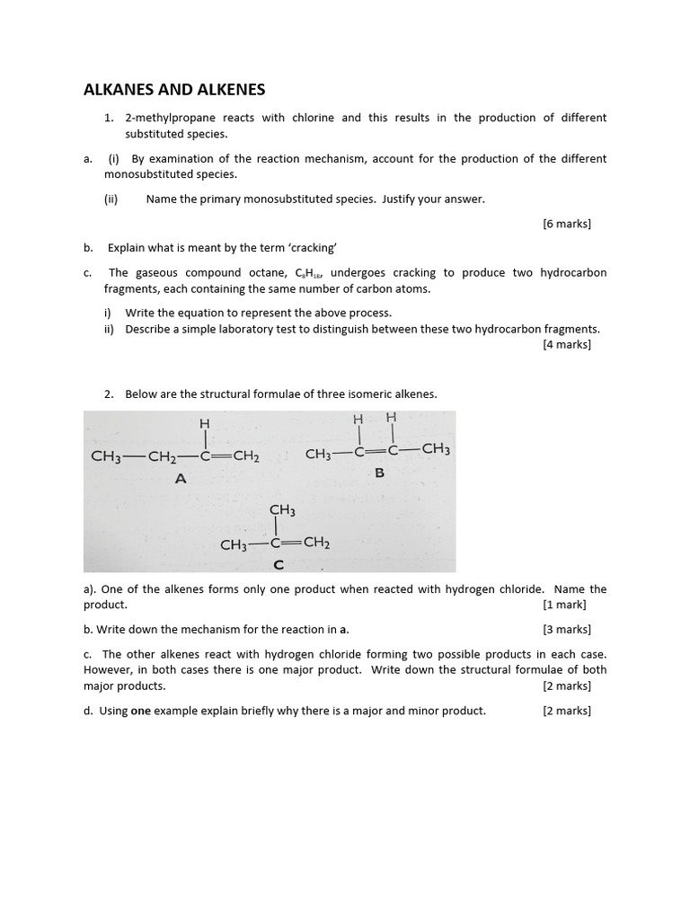 Alkanes and Alkenes 2024 | PDF