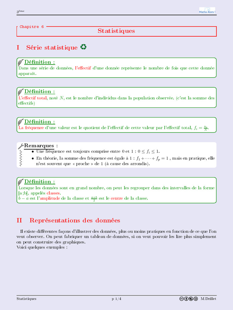Cours de Statistiques pour 3ème | PDF | Mathématiques