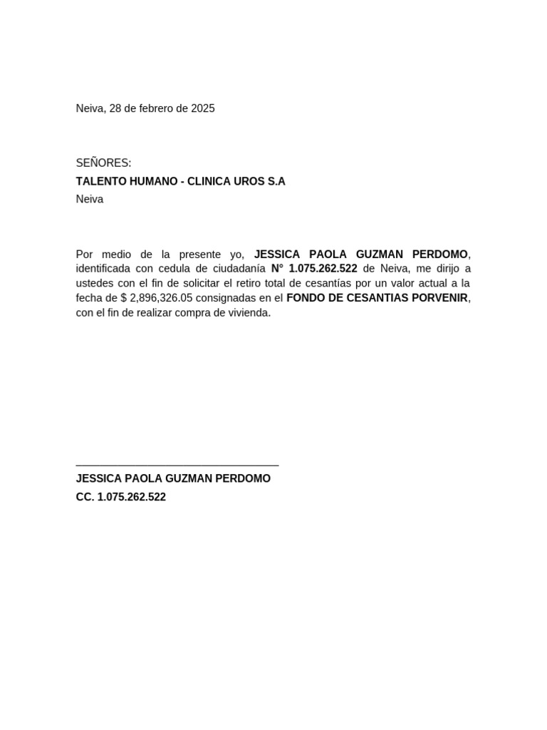 Solicitud de Retiro de Cesantías para Vivienda | PDF