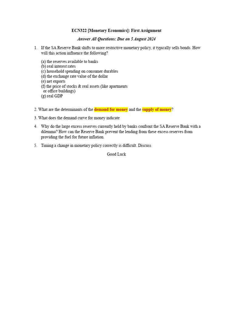 ECN322 - First Assignment | PDF