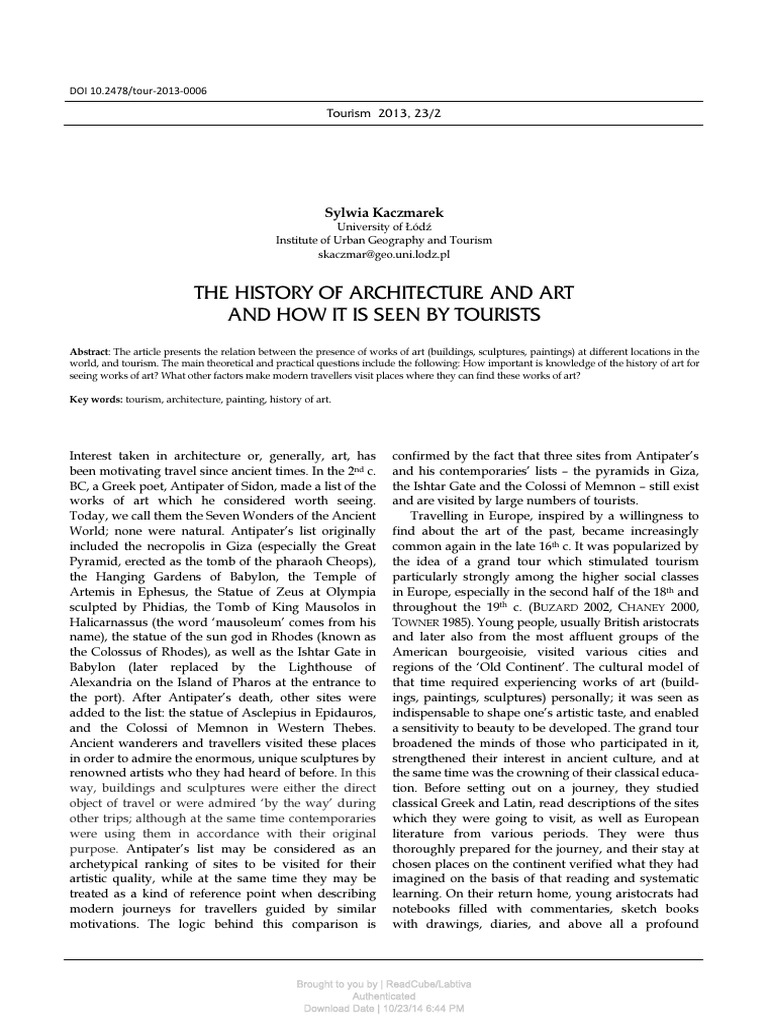 Art and Architecture in Tourism History | PDF