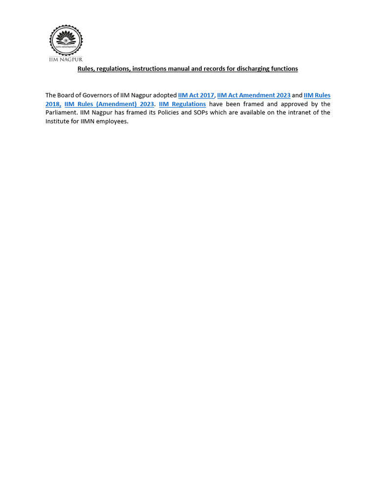 IIM Act and Rules Overview | PDF