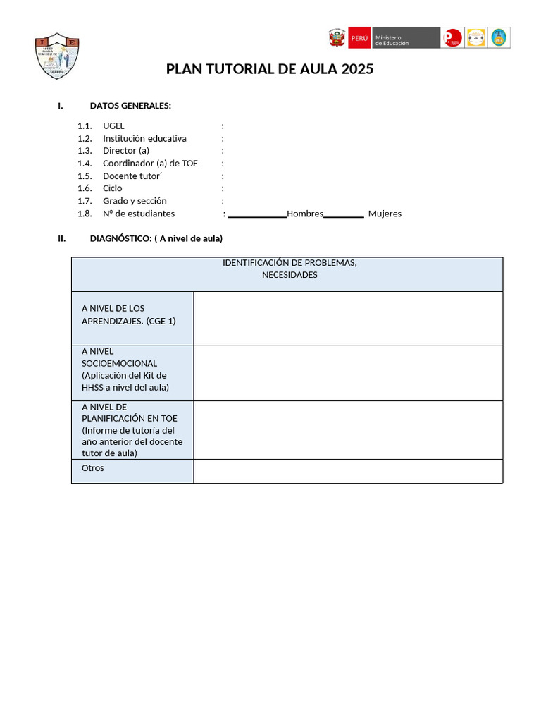 Plan Tutorial Aula 2025: Estrategias y Objetivos | PDF | Salón de ...