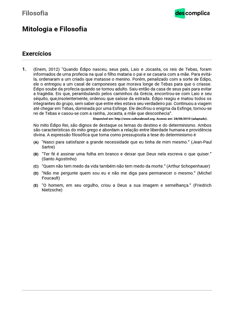 Mitos e Filosofia na Grécia Antiga | PDF | Mitologia grega | Édipo