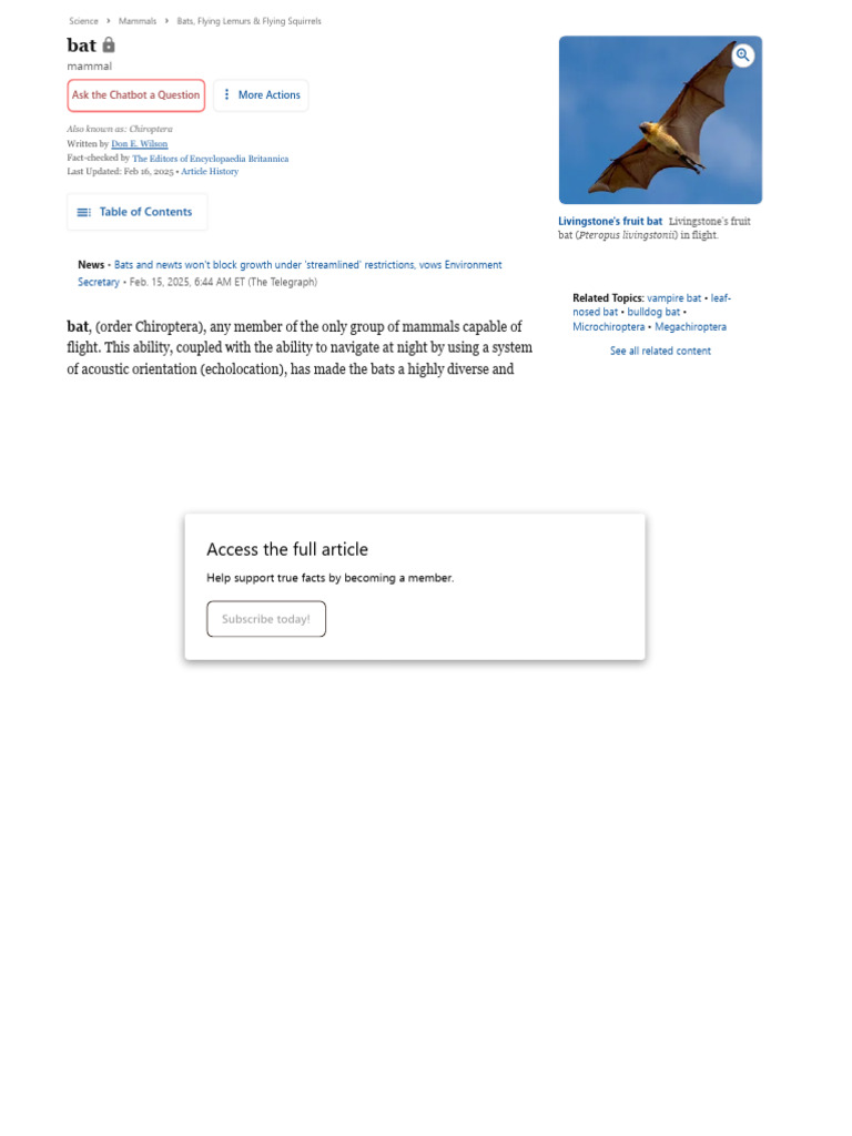 Bats: Mammals of True Flight | PDF