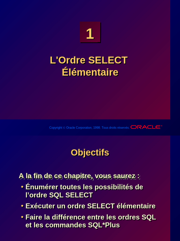 01 FR | PDF | SQL | Base de données Oracle