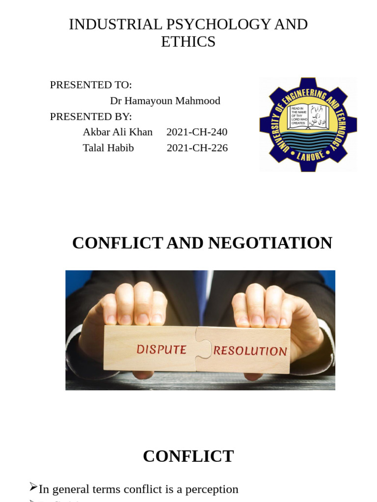 Conflict and Negotiation in Psychology | PDF | Negotiation | Bargaining
