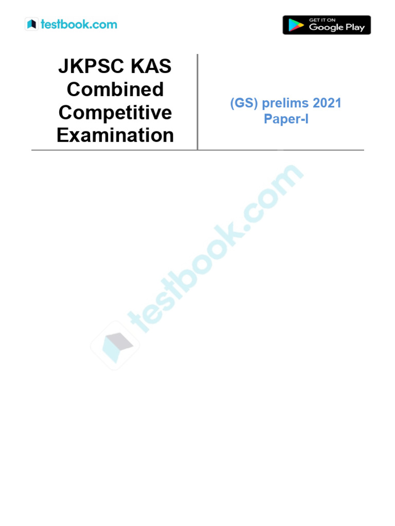 JKPSC KAS 2021 Prelims Paper-I | PDF