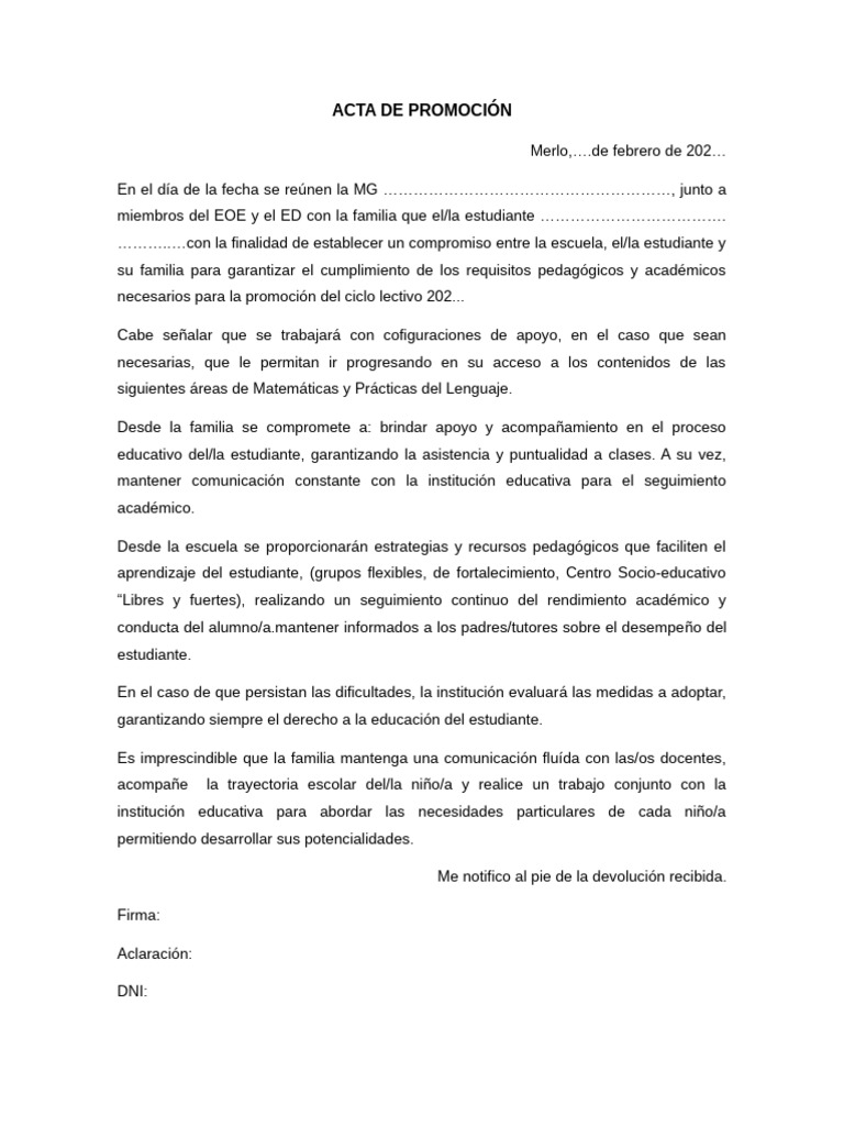 Acta de Promoción | PDF