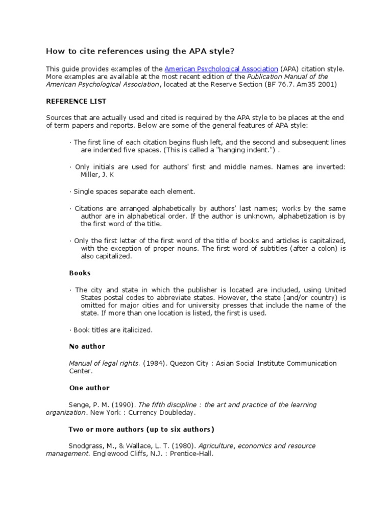 APA Citation Guide for Students | PDF | Citation | American ...