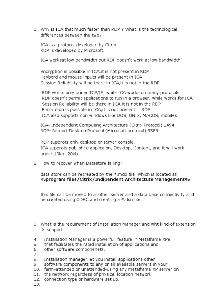 Citrix vs. RDP: Key Differences | PDF | Remote Desktop Services ...