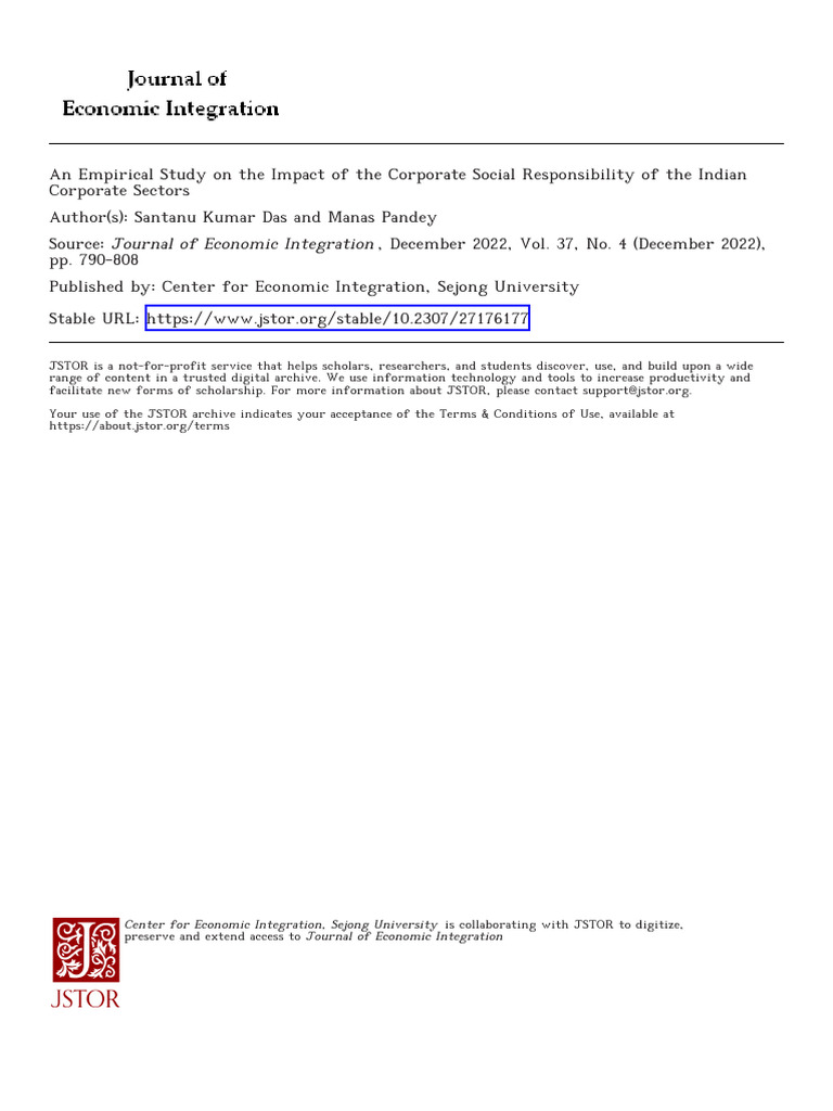 CSR Impact on Indian Corporates' Performance | PDF | Corporate Social ...