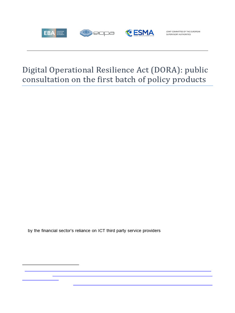 DORA Consultation on ICT Risk Standards | PDF | Risk Management ...