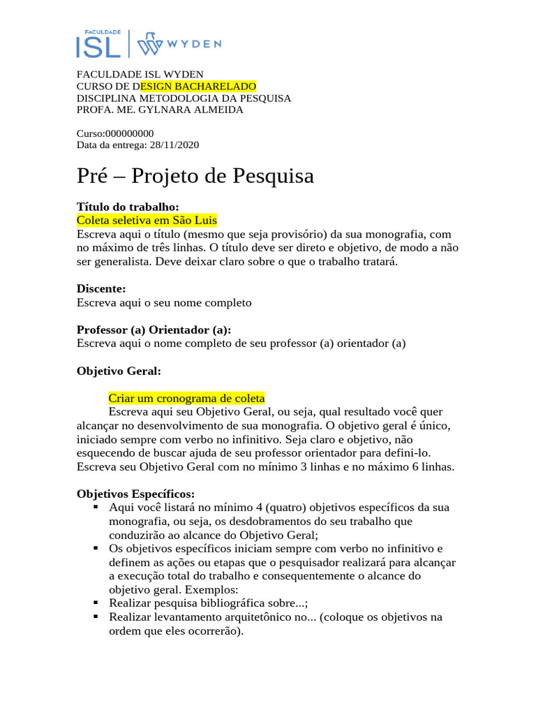 Coleta Seletiva em São Luís: Pré-Projeto | PDF
