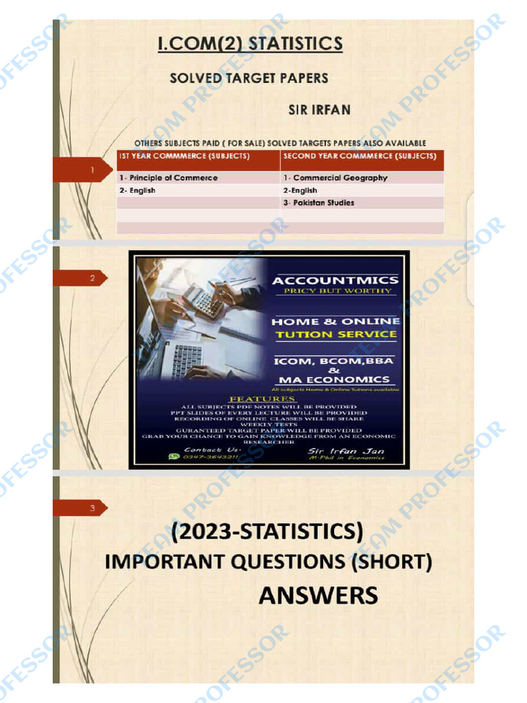 Statistics Solve Target Paper Team Professor ? | PDF