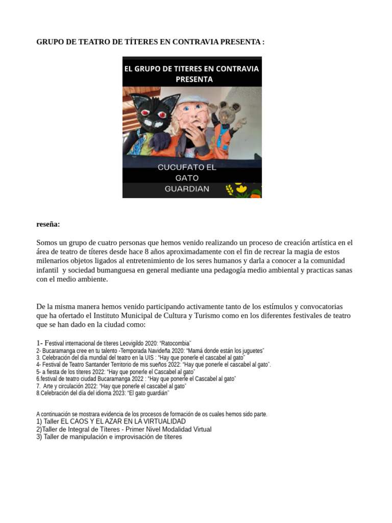 Contravia (Festival de Teatro Bga) | PDF