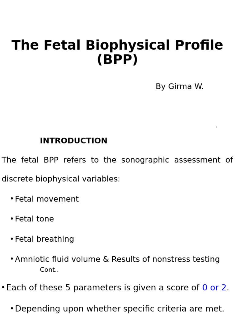 Fetal Biophysical Profile (BPP) Overview | PDF | Medical Specialties ...