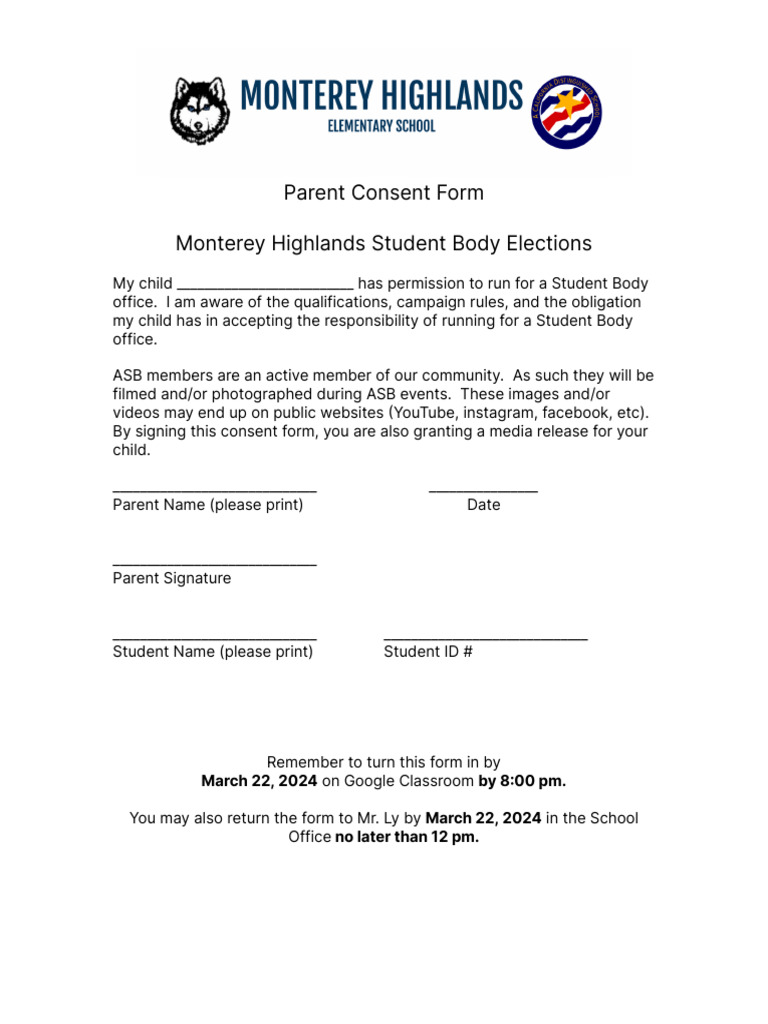 MH - ASB Guardian Consent Form 2024-2025 | PDF