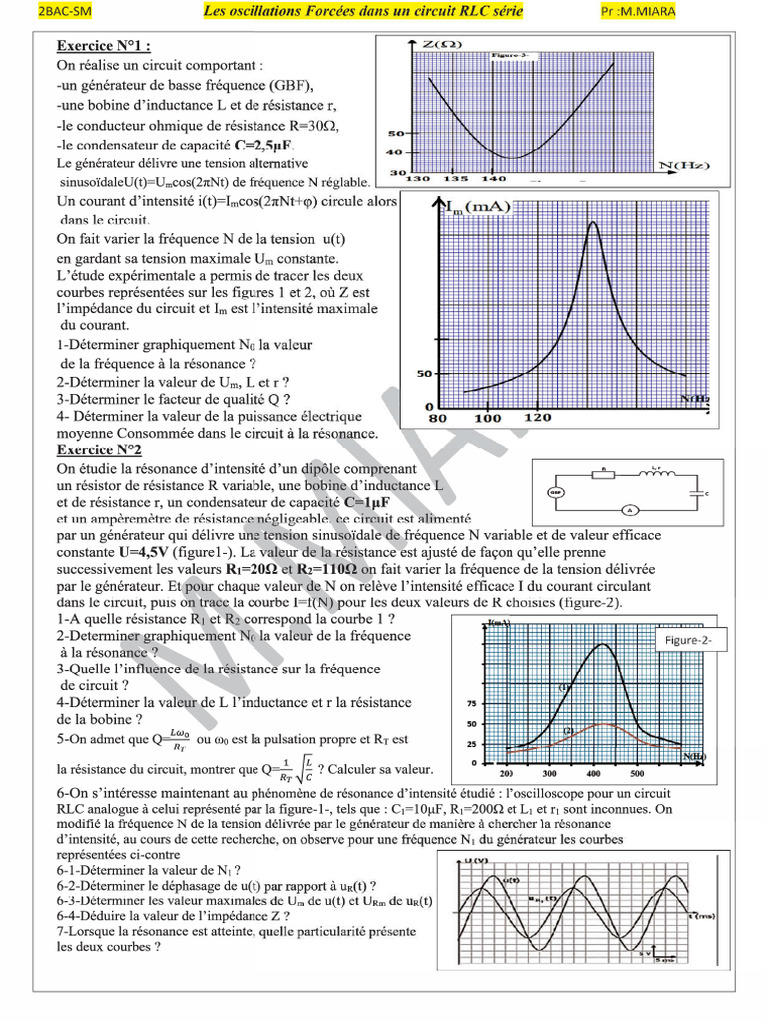 Exercice RLC-forcé-2BAC-SM | PDF