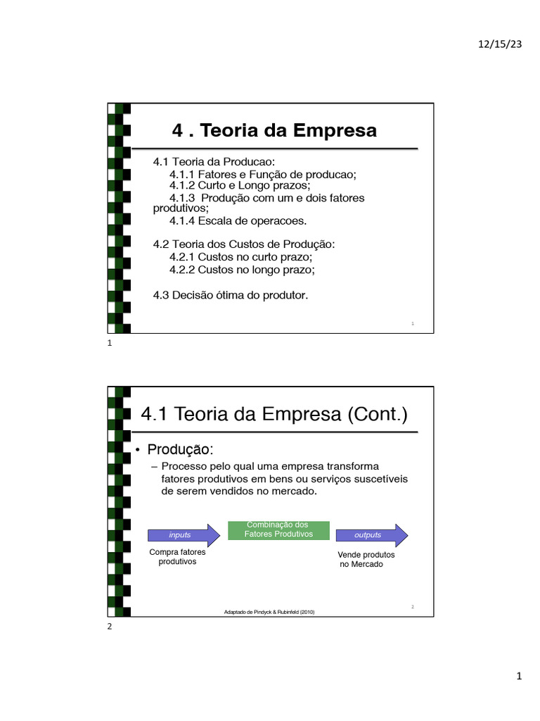 4 - Teoria Da Empresa | PDF | Custo | Oferta (economia)