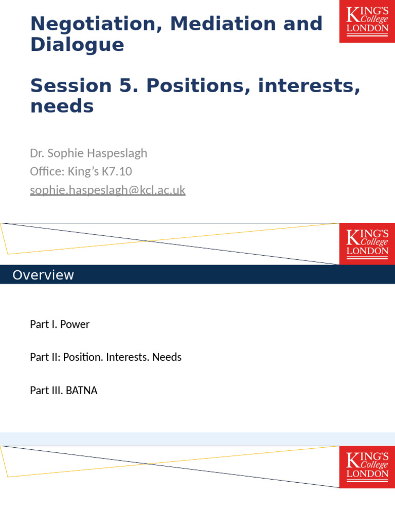 Slides Week 5. Positions Interests Needs | PDF | Cognition ...