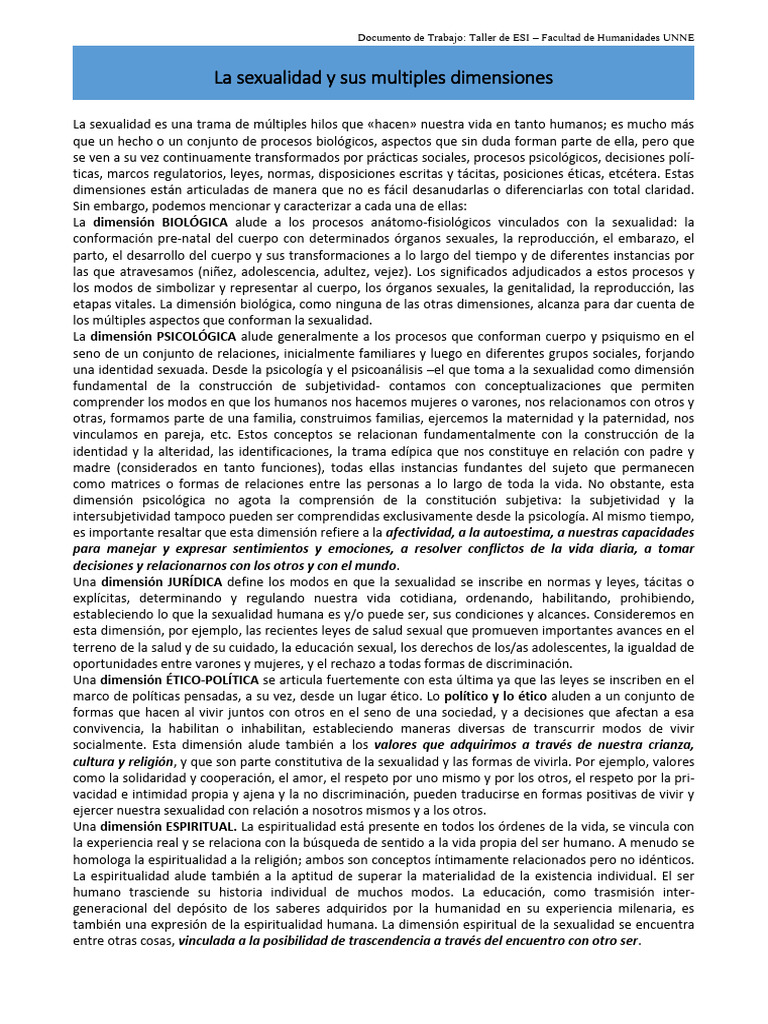 Dimensiones de la Sexualidad Humana | PDF | La sexualidad humana ...