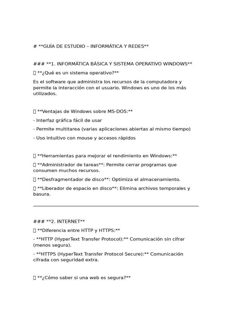 Guía Completa de Informática y Redes | PDF | Microsoft Windows ...
