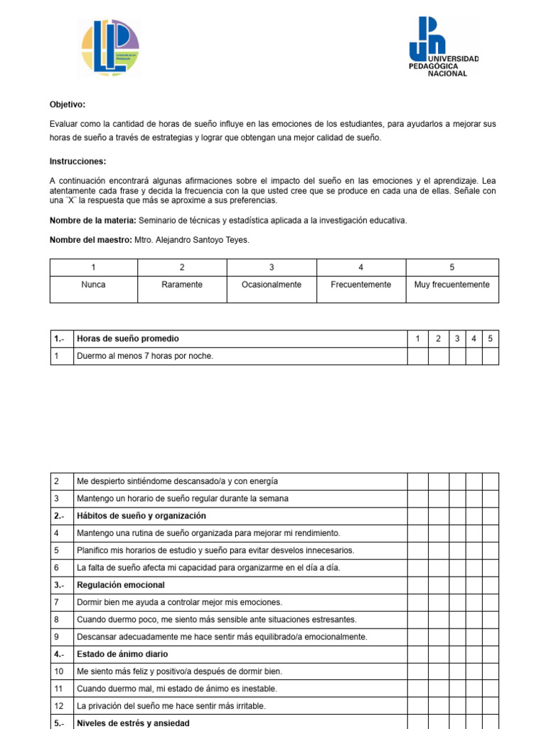 Sueño y emociones en estudiantes: impacto y estrategias | PDF | Dormir ...