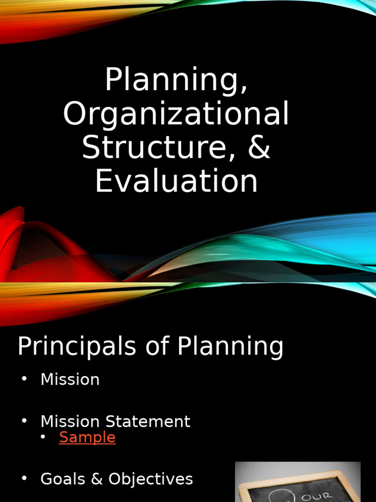 Lecture 7 - Planning, Org Structure - Evaluation | PDF | Evaluation | Goal