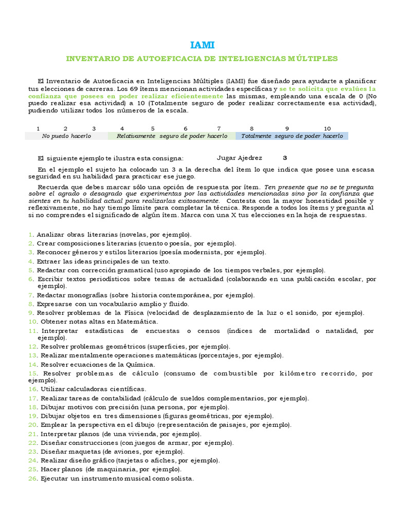 IAMI Cuestionario | PDF