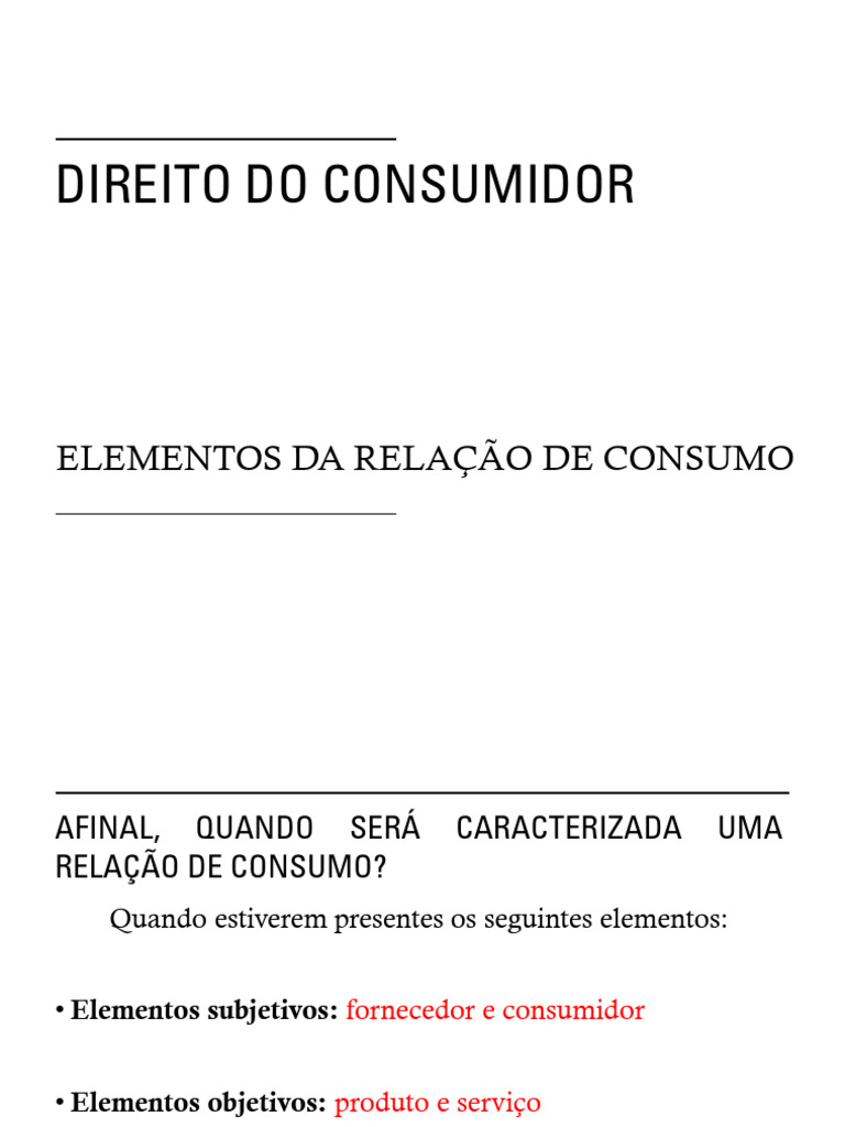 Slides 2 Elementos da relação de consumo | PDF | Economia | Proteção ao ...