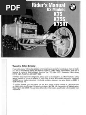 BMW k75 Owner Manuel | PDF