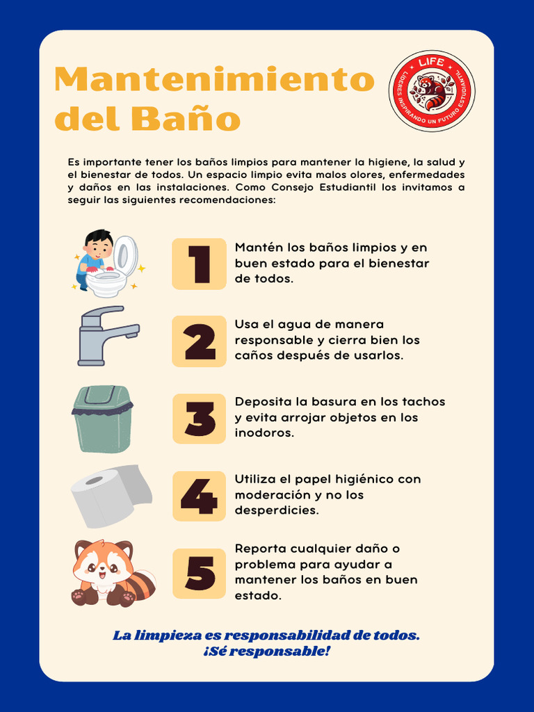 Mantenimiento Del Baño: La Limpieza Es Responsabilidad de Todos. ¡Sé ...