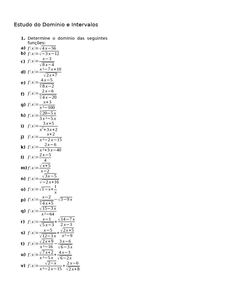 Estudo Do Domínio E Intervalos Pdf