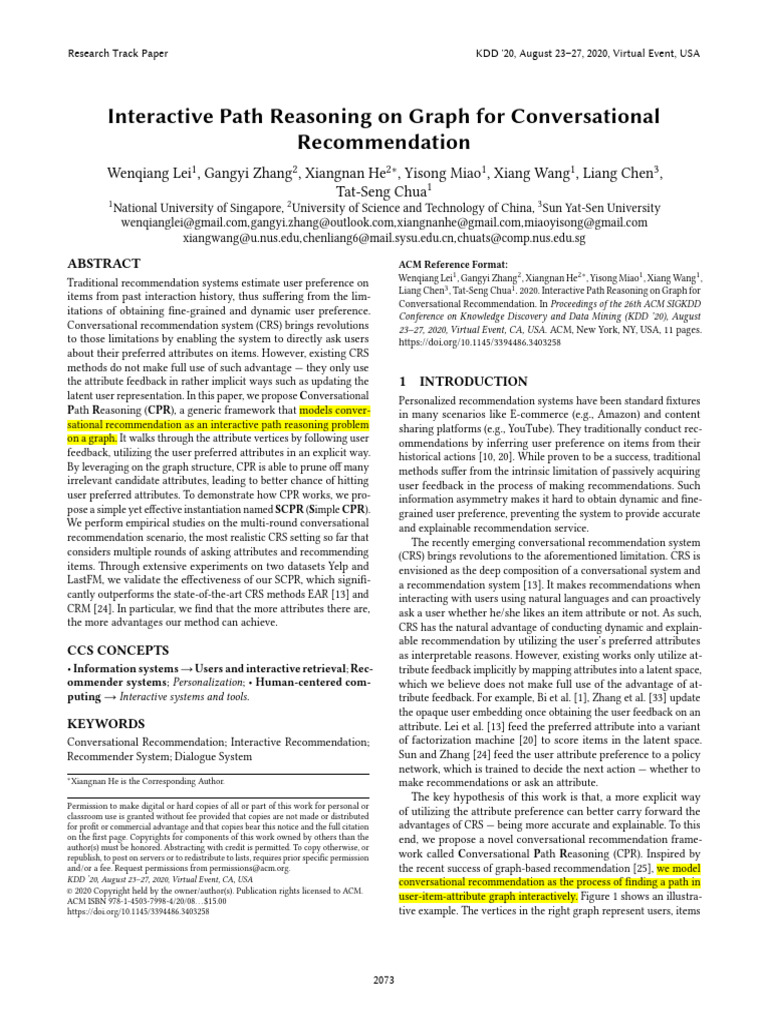 Interactive Path Reasoning on Graph for Conversational | PDF | Vertex ...