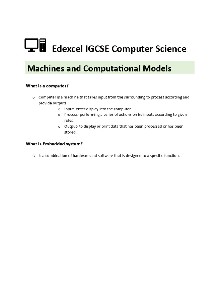 Edexcel IGCSE Computer Science (1) | PDF | Random Access Memory ...