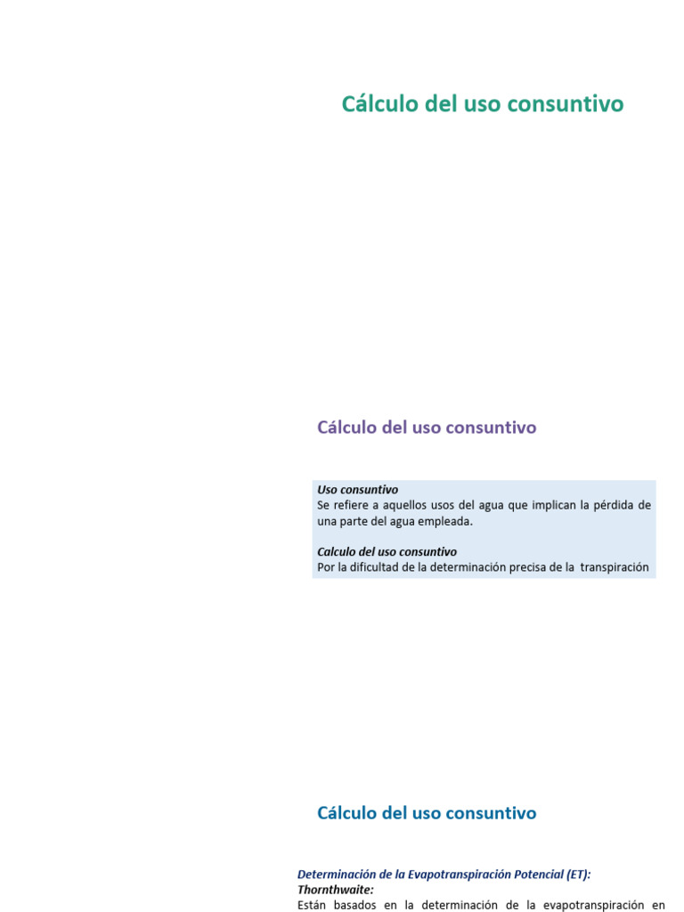 Cálculo de Uso Consuntivo de Agua | PDF | Evapotranspiración | Naturaleza