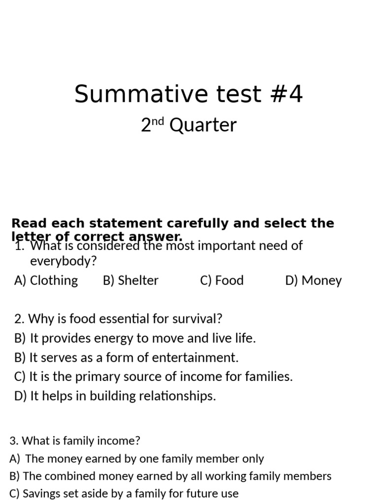 2nd Quarter Summative Test Questions | PDF | Sewing