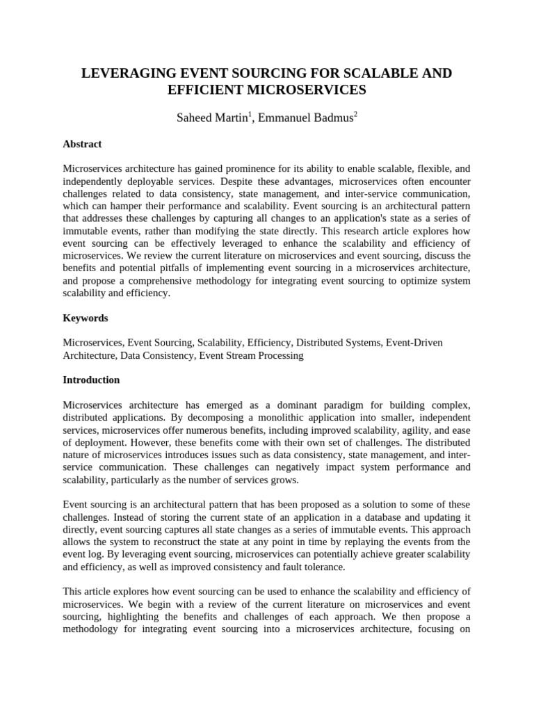 Event Sourcing for Scalable Microservices | PDF | Scalability ...
