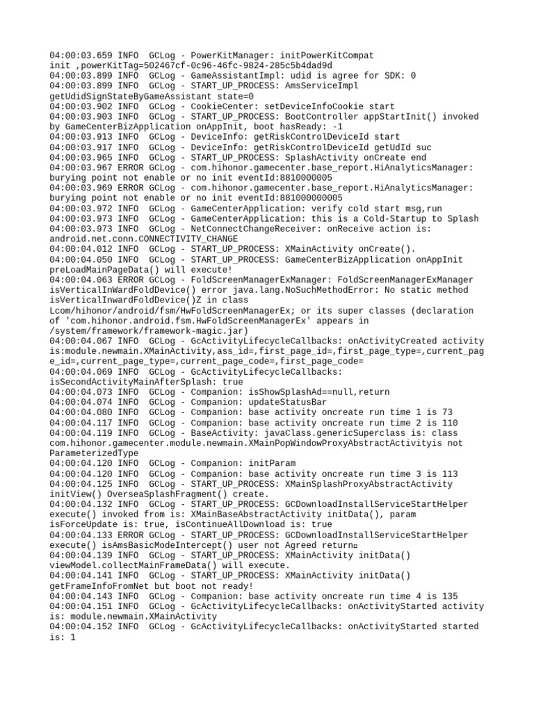 GameCenter Application Startup Logs | PDF | Software | Mobile ...