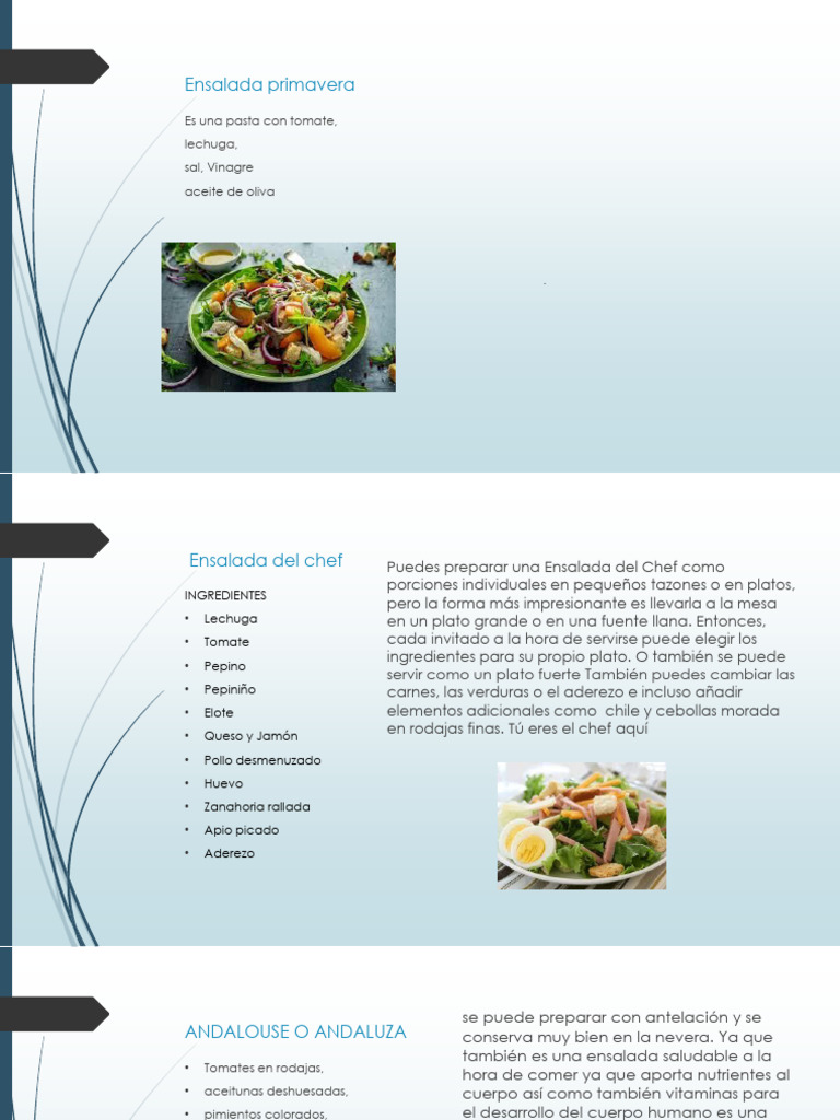 Recetas de Ensaladas y Aperitivos Frescos | PDF | ensalada | Vinagreta