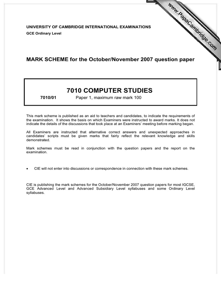 7010_w07_ms_1 | PDF | Computer Hardware | Computing
