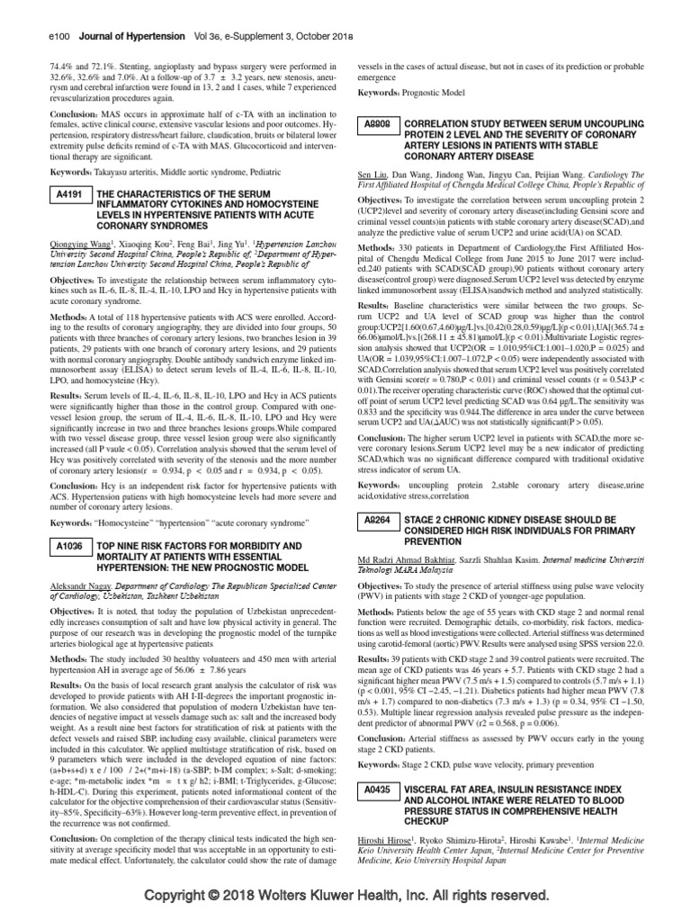 Hypertension and Cardiovascular Risk Factors | PDF | Coronary Artery ...