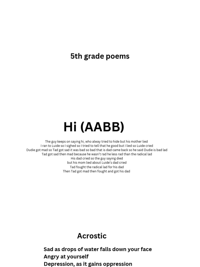 5th Grade Poems | PDF