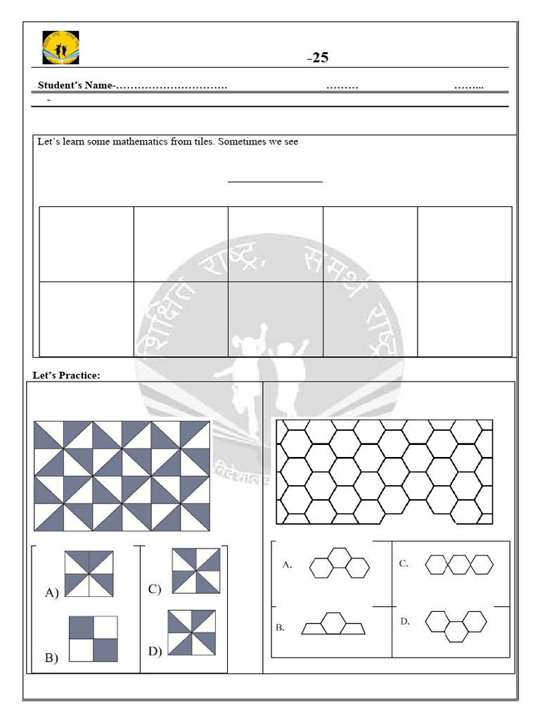 Grade 3 Tiling Patterns Worksheet | PDF