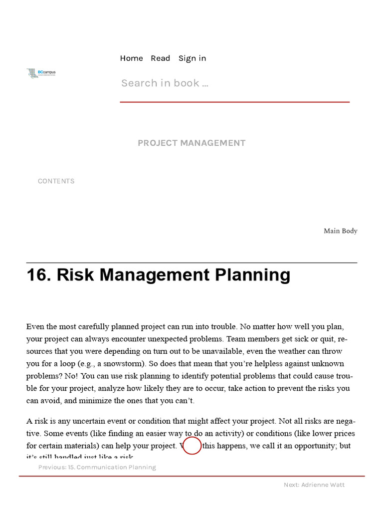Risk Management in Project Planning | PDF | Risk | Risk Management