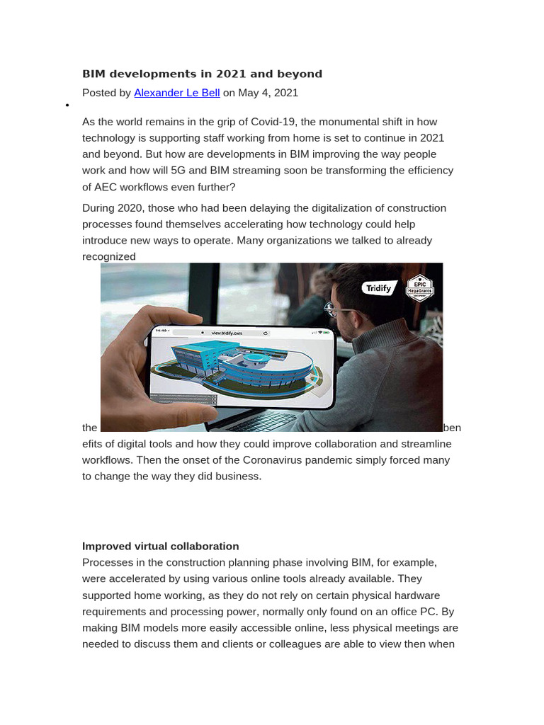BIM Developments in 2021 and Beyond | PDF | Building Information ...