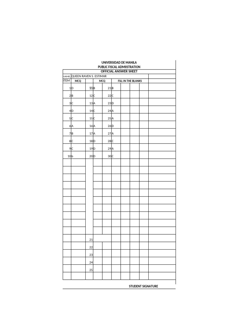 On Line Quiz Official Answer Sheet Pa 13 and 14 | PDF